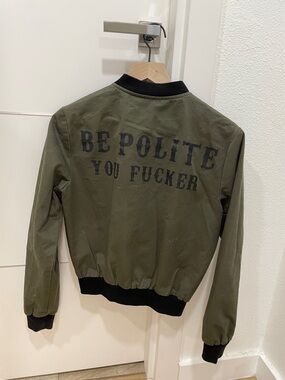 Gypsy Warrior Olive Green Jacket with Black Ribbed Collar